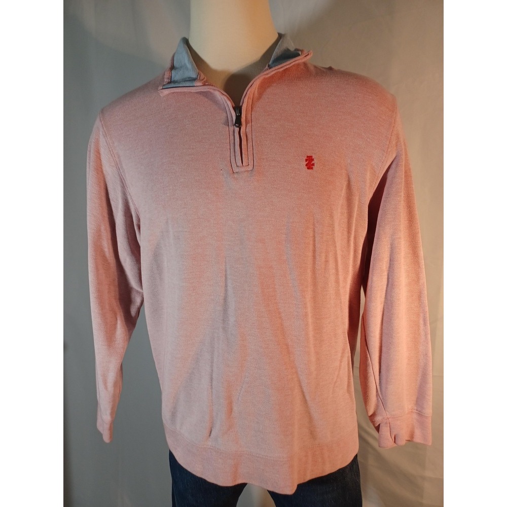 IZOD Saltwater Sweater Mens XL Pink 1/4 Zip Mock Neck Lightweight Pullover Knit